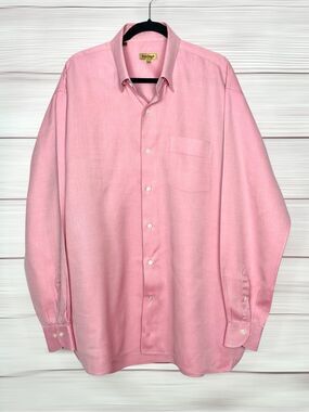Paul Stuart Pink Button Down Casual Shirt XXL Cotton Fine Stripe